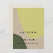 MODERN ABSTRACT LIME GREEN KRAFT BABY SHOWER UITNODIGING BRIEFKAART (Voorkant / Achterkant)