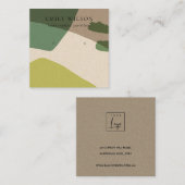 MODERN ABSTRACT LIME GREEN KRAFT EARRING DISPLAY VIERKANTE VISITEKAARTJE (Voorkant / Achterkant)