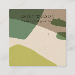 MODERN ABSTRACT LIME GREEN KRAFT EARRING DISPLAY VIERKANTE VISITEKAARTJE
