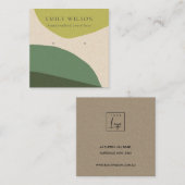 MODERN ABSTRACT LIME GREEN KRAFT EARRING DISPLAY VIERKANTE VISITEKAARTJE (Voorkant / Achterkant)