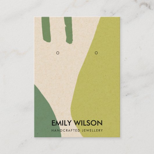 MODERN ABSTRACT LIME GREEN KRAFT EARRING DISPLAY VISITEKAARTJE (Voorkant)
