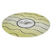 Modern Abstract Line Art Initial Butter Yellow Snijplank (Hoek)