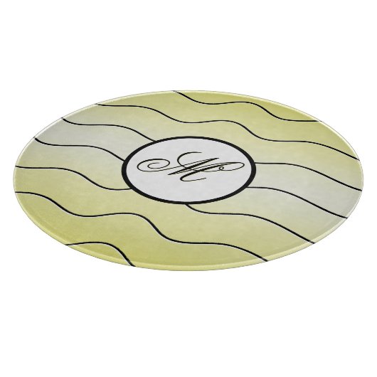 Modern Abstract Line Art Initial Butter Yellow Snijplank (Hoek)
