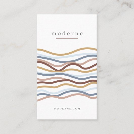 Modern Abstract Line Wave Pattern Design Wit Visitekaartje (Voorkant)
