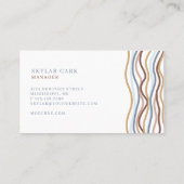 Modern Abstract Line Wave Pattern Design Wit Visitekaartje (Achterkant)
