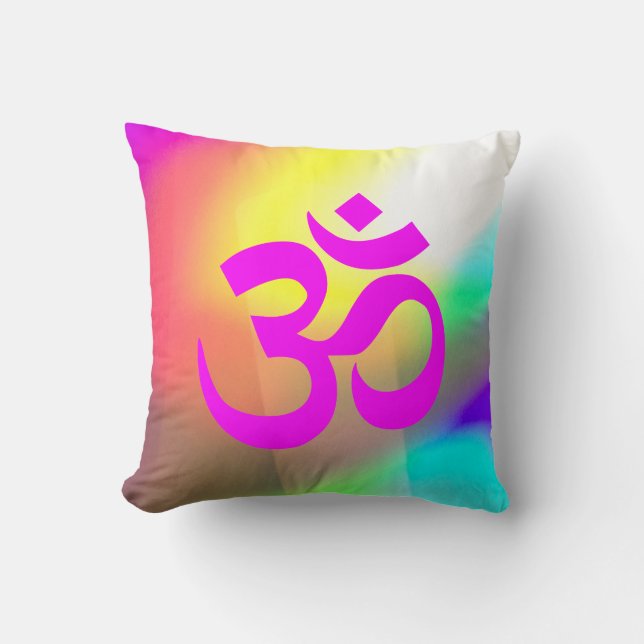 Modern Abstract Magenta Om Symbol Kussen (Voorkant)