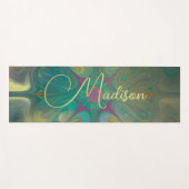 Modern Abstract Mandala Flower Dark Green Gold Yogamat (Voorkant (horizontaal))