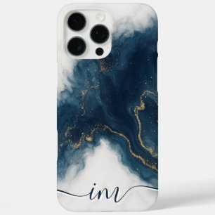 Modern Abstract marmer met glitter Initialen & naa iPhone 16 Pro Max Hoesje