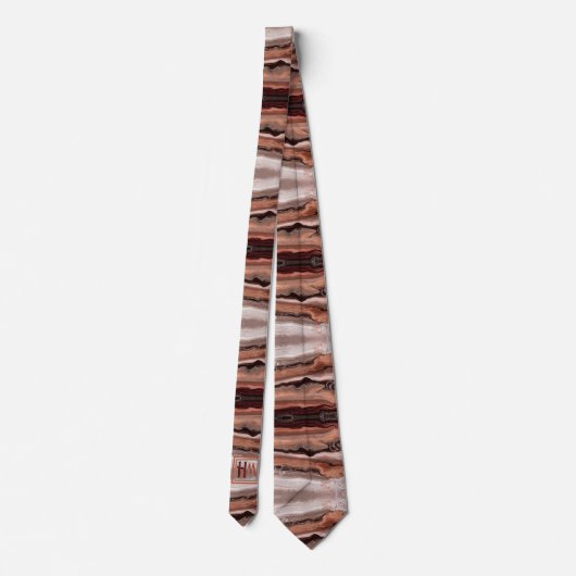 Modern Abstract Marmer Roze Beige Bruin Monogram Stropdas (Achterkant)