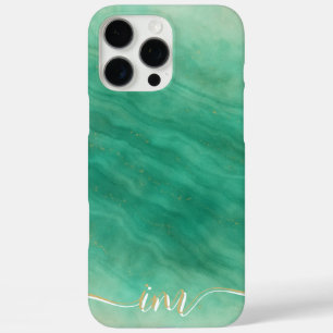 Modern Abstract marmeren ontwerp met Initialen en  iPhone 16 Pro Max Hoesje