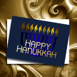 Modern Abstract Menorah Blauw Folie Feestdagenkaart<br><div class="desc">Modern Abstract Menorah Blauw</div>