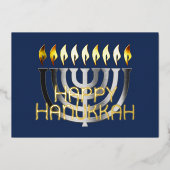 Modern Abstract Menorah grijs Folie Feestdagenkaart (Voorkant)