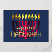 Modern Abstract Menorah Roze Folie Feestdagenkaart (Voorkant)