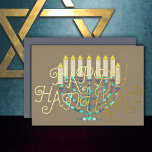 Modern Abstract Menorah Roze Paarse Blauw Folie Feestdagenkaart<br><div class="desc">Modern Abstract Menorah Roze Paarse Blauw</div>