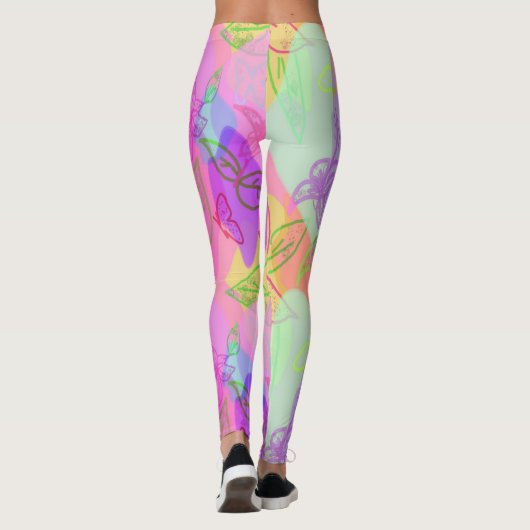 Modern Abstract met het langwerppatroonleggen Leggings (Achterkant)