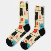 Modern Abstract met Urban Brushstroke Design Sokken (Links)