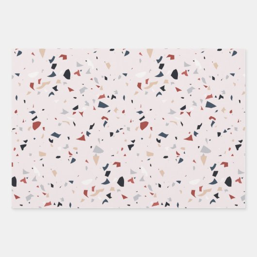 Modern Abstract Midden-eeuws Terrazzopatroon Inpakpapier Vel (Voorkant 3)