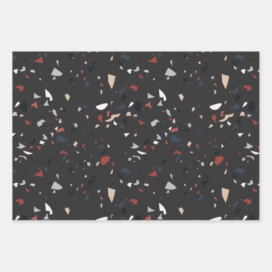 Modern Abstract Midden-eeuws Terrazzopatroon Inpakpapier Vel (Voorkant 2)