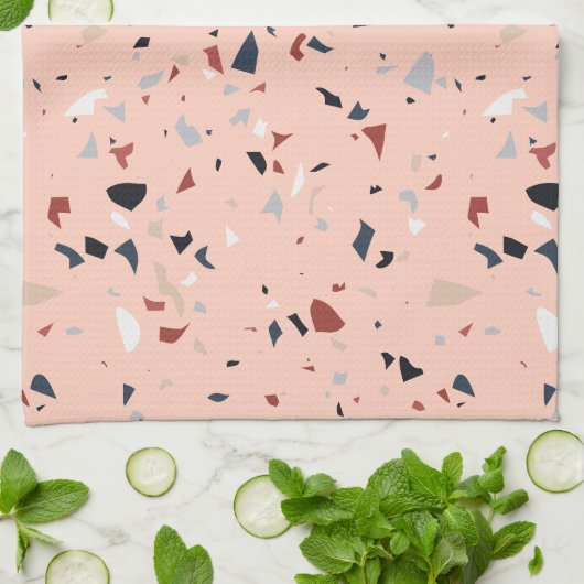 Modern Abstract Midden-eeuws Terrazzopatroon Theedoek (Gevouwen)