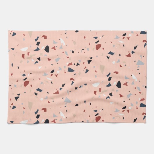 Modern Abstract Midden-eeuws Terrazzopatroon Theedoek (Horizontaal)