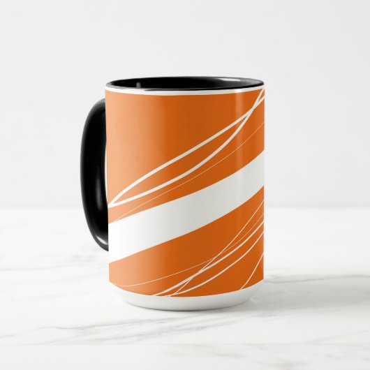 Modern Abstract minimalistisch Sinaasappel-wit Mok (Voorkant links)