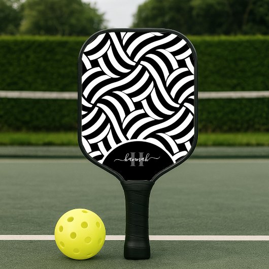 Modern Abstract Monogram 2-Kleur Patroon Pickleball Paddle