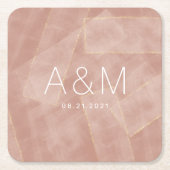 modern abstract monogram met bruin goud kartonnen onderzetters (Voorkant)