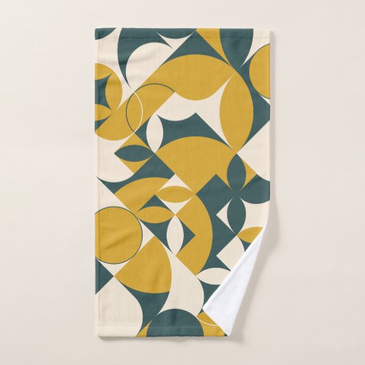 Modern Abstract Mustard Green Circle Design Bad Handdoek (Handdoek)