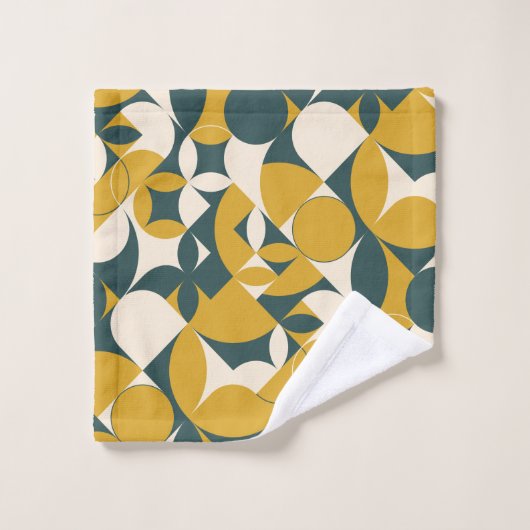Modern Abstract Mustard Green Circle Design Bad Handdoek (Wasdoekje)