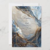 Modern Abstract Navy Bronze Gilded Marble Wedding Kaart (Voorkant)