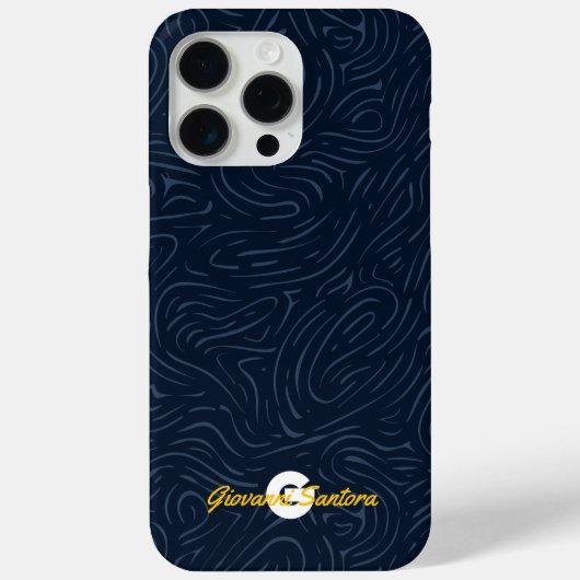 Modern Abstract Navy Pattern Monogram Case-Mate iPhone Case (Achterkant)