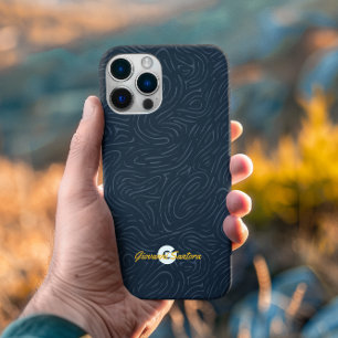 Modern Abstract Navy Pattern Monogram iPhone 15 Pro Max Hoesje