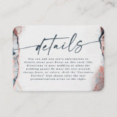 Modern Abstract Navy & Roos Gold Wedding Details Informatiekaartje (Voorkant)