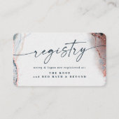 Modern Abstract Navy & Roos Gold Wedding Registry Informatiekaartje (Voorkant)