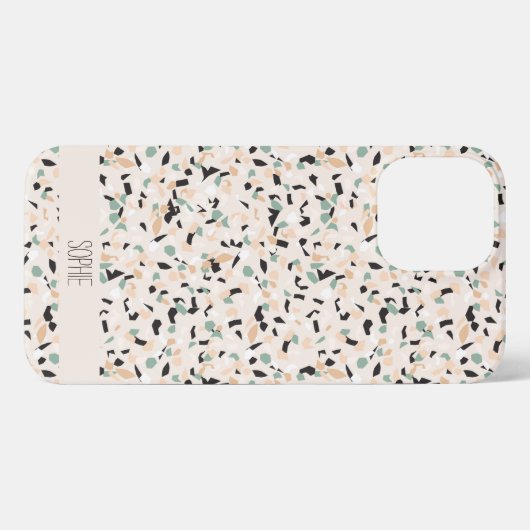 Modern Abstract neutraal pastel Terrazzo Pattern iPhone Hoesje (Achterkant horizontaal)