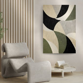 Modern Abstract Neutral Grey en Tan Canvas Afdruk