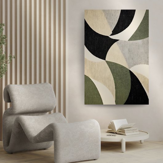 Modern Abstract Neutral Grey en Tan Canvas Afdruk