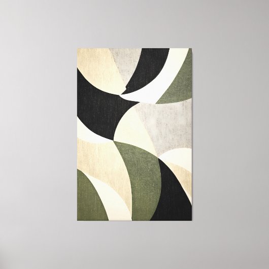 Modern Abstract Neutral Grey en Tan Canvas Afdruk (Voorkant)