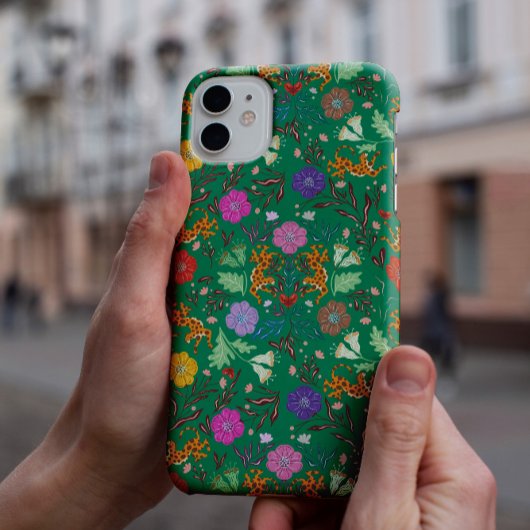 Modern abstract oerwoud feest met cheetah Case-Mate iPhone case