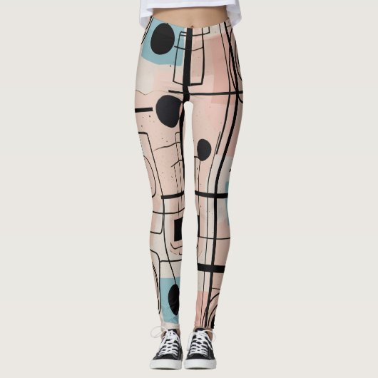 Modern abstract ontwerp, dynamische lijnen Sierkus Leggings (Voorkant)