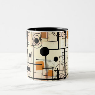 Modern abstract ontwerp, dynamische lijnen Sierkus Tweekleurige Koffiemok