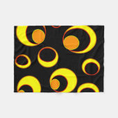 Modern abstract ontwerp, gele cirkels op zwart fleece deken (Voorkant (Horizontaal))