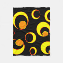Modern abstract ontwerp, gele cirkels op zwart fleece deken