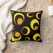 Modern abstract ontwerp, gele cirkels op zwart kussen (Deken)