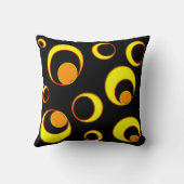 Modern abstract ontwerp, gele cirkels op zwart kussen (Achterkant)