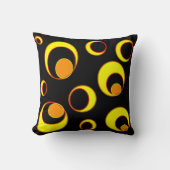 Modern abstract ontwerp, gele cirkels op zwart kussen (Voorkant)