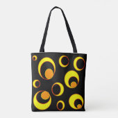 Modern abstract ontwerp, gele cirkels op zwart tote bag (Achterkant)