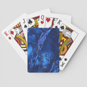 Modern abstract ontwerp in koele onderwaterblues pokerkaarten