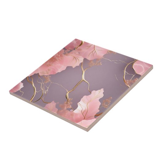Modern Abstract op roze marmer Tegeltje (Zijkant)