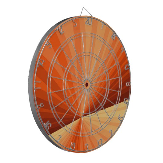 Modern Abstract Oranje Rood Vanilla Grafisch Fract Dartbord (Voorkant Links)